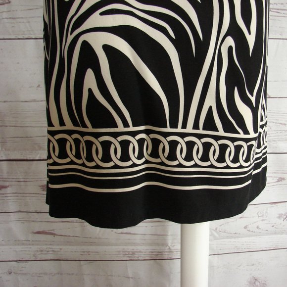 Black White Zebra 3/4 Sleeve Boat Neck Dress 10 - Picture 5 of 14